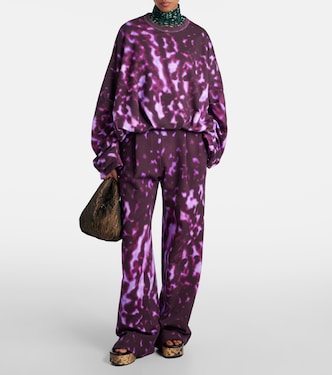 Printed draped cotton sweatshirt in pink - Dries Van Noten | Mytheresa