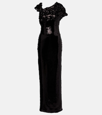 Asymmetric sequined gown  | Marmar Halim