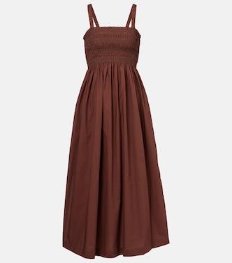 Grasse shirred cotton poplin midi dress | Heidi Klein