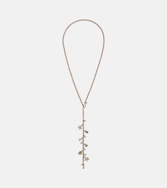 14kt gold charm necklace with diamonds and pearls | Sydney Evan