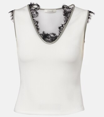 Top in pizzo e jersey a strati  | Jacques Wei