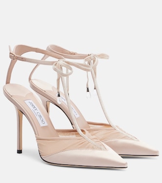 Afia 100 velvet-trimmed satin pumps | Jimmy Choo