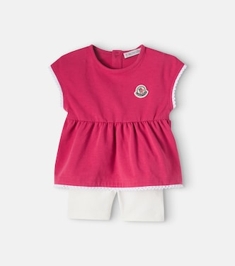 Baby lace-trimmed cotton-blend top and pants set | Moncler Enfant