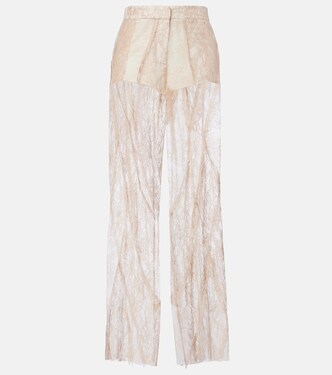 Lace-trimmed satin wide-leg pants | Blumarine