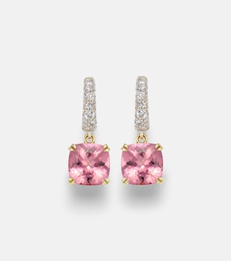 Cobblestone Micro 18kt gold hoop earrings with morganites and diamonds | Octavia Elizabeth