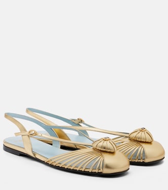Cœur Royal metallic leather slingback flats  | Valentino Garavani