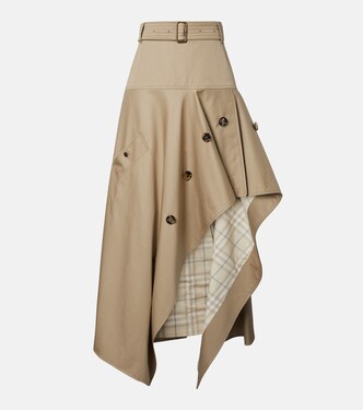 Heather asymmetric cotton midi skirt | Burberry