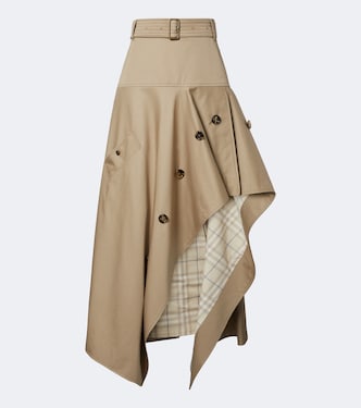 Heather asymmetric cotton midi skirt | Burberry