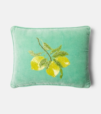 Embroidered cotton velvet cushion | Les-Ottomans