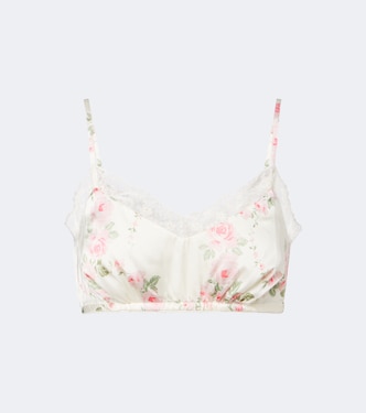 Floral lace-trimmed satin bralette | Simone Rocha