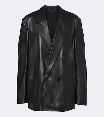 Double-breasted leather jacket | Gucci