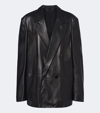 Double-breasted leather jacket | Gucci
