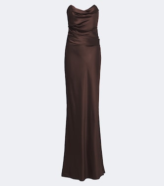 Vestido de fiesta bustier de seda drapeado | The Sei