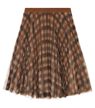 Checked pleated tulle skirt | Brunello Cucinelli Kids