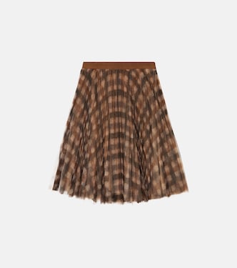 Checked pleated tulle skirt | Brunello Cucinelli Kids