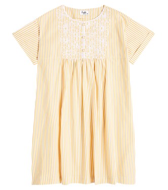 Embroidered striped cotton dress | Il Gufo