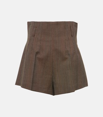 High-Rise Shorts aus Wolle | Prada