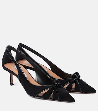 Premiere 50 leather-trimmed suede pumps | Aquazzura