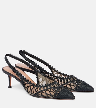 Kahlo 50 raffia-effect slingback pumps | Aquazzura