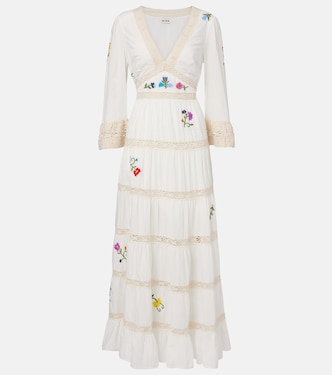 Robe longue Regine brodée en coton | Rixo