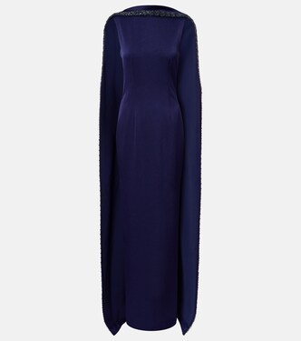 Robe longue en crêpe de satin à ornements | Roland Mouret