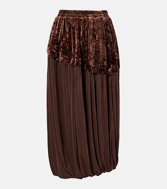 Jersey and velvet midi skirt  | Xu Zhi