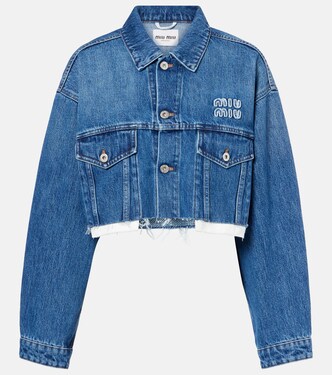 Cropped logo denim jacket | Miu Miu