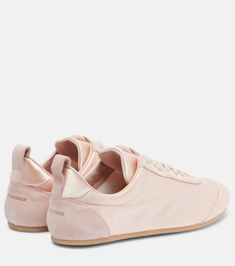 JIL SANDER ピンク フラットシューズ　38 サイズ Floor suede-trimmed satin sneakers in pink - Jil Sander | Mytheresa