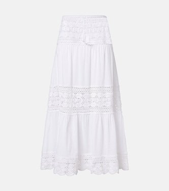 Filigree crochet-trimmed cotton midi skirt | Anna Kosturova