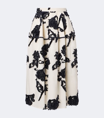 Floral fil coupé poplin midi skirt | Erdem