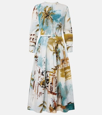Robe de cocktail imprimée en coton mélangé | Oscar de la Renta