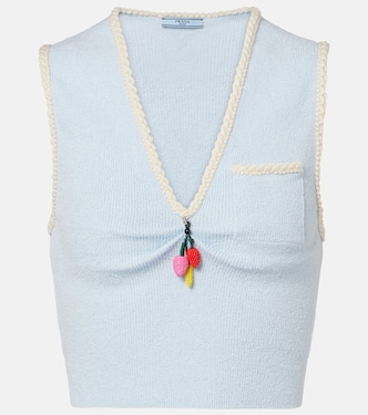 Crop top de bouclé en mezcla de algodón | Prada