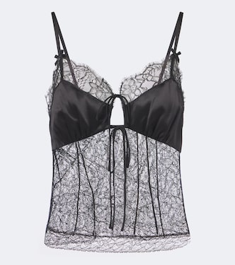Floral satin-trimmed lace top  | Dolce&Gabbana