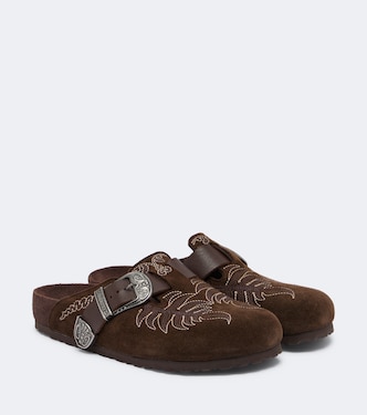 x Birkenstock Boston embroidered suede clogs | Etro