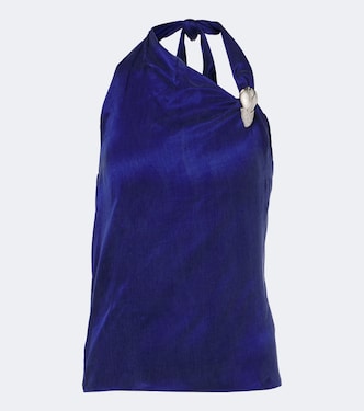 Asymmetric embellished halterneck top | Jacques Wei