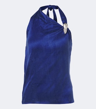 Asymmetric embellished halterneck top | Jacques Wei