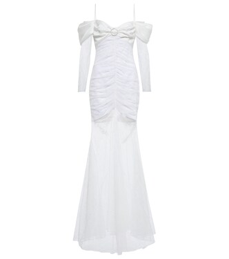 Robe longue en satin et dentelle | Rasario