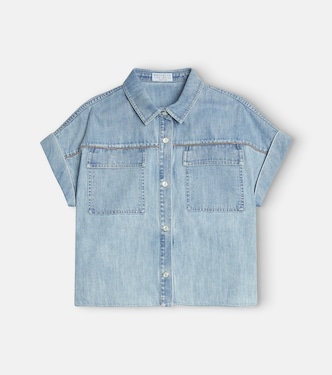 Embellished denim shirt | Brunello Cucinelli Kids