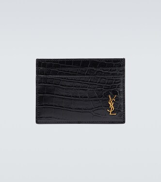 Croc-effect leather card holder | Saint Laurent