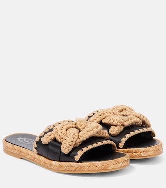 Kate leather and jute slides | Tod's