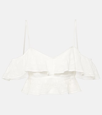 Eliani embroidered ruffled ramie crop top | Isabel Marant