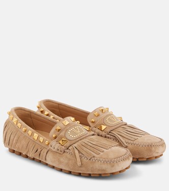 Plaster Caster VLogo suede driving shoes | Valentino Garavani