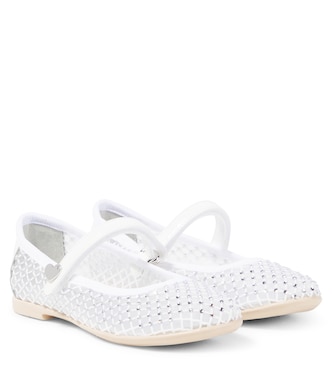 Embellished mesh Mary Jane flats | Monnalisa