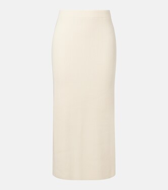 Ribbed-knit cotton-blend midi skirt | Vince