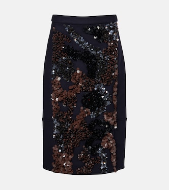 Sequined wool-blend midi skirt | Plan C