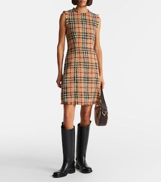 Burberry❤️Brown Check Mini Dress Burberry Check bouclé minidress in beige - Burberry | Mytheresa