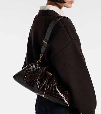 Cinch Medium croc-effect leather tote bag in brown - Jimmy Choo