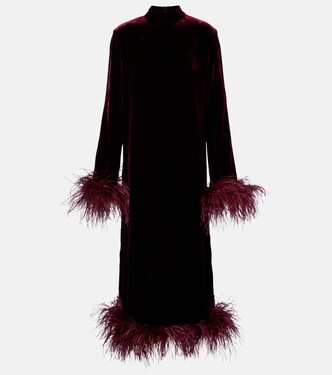 Gina Venti feather-trimmed midi dress | Taller Marmo