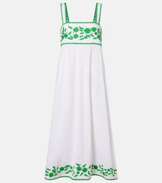 Embroidered cotton and linen midi dress | Juliet Dunn