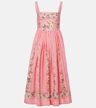 Mielero Promesa floral linen midi dress | Agua by Agua Bendita
